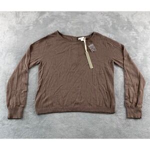 Kenar Womens Brown Angora Blend Long Sleeve Button Back Sweater Size Large NWT